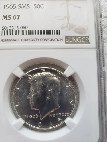 1965 SMS Kennedy Half Dollar certified MS 67 by NGC!