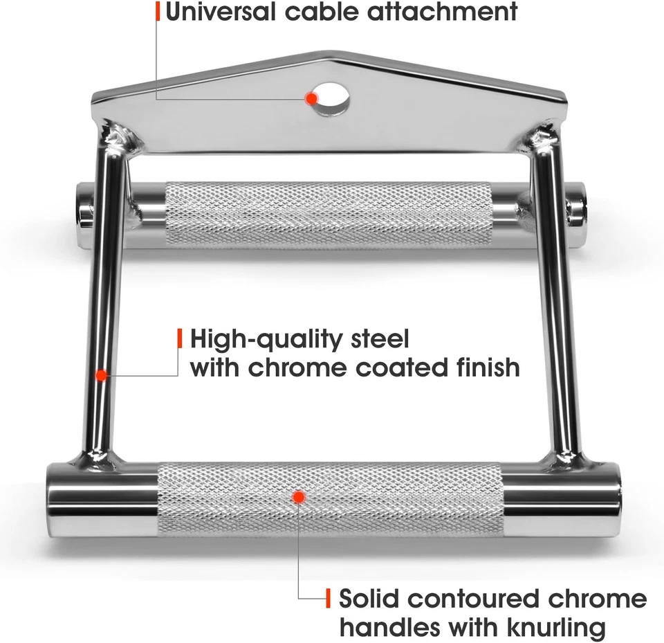 Double D Row Handle Cable Attachment for Weight Workout, LAT Pull down V Bar - Image 4 of 4
