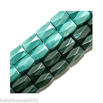 MAGNETIC HEMATITE BEADS 18 FACET CUT 6X8MM TURQUOISE BLUE HIGH POWER HP18B