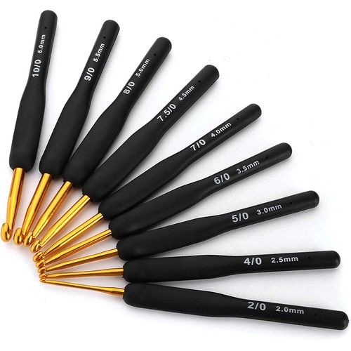 9x Soft Sewing Handle Aluminum Crochet Hook Knitting Needles Yarn 2-6mm Set AU - Picture 4 of 9