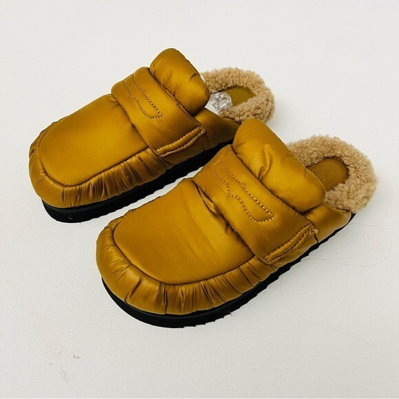 PANTOFOLA D’ORO Nuove ciabatte slip on ASH comode marrone dorato GONG scarpe gonfie mules taglia 35