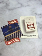 Vintage Set of 2 Beer Drink Coasters Smoking Cigar Cigarette Advertising Barware