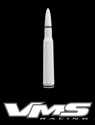 VMS 50 CAL CALIBER BULLET STYLE ALUMINUM REPLACEMENT SHORT ANTENNA WHITE KIT