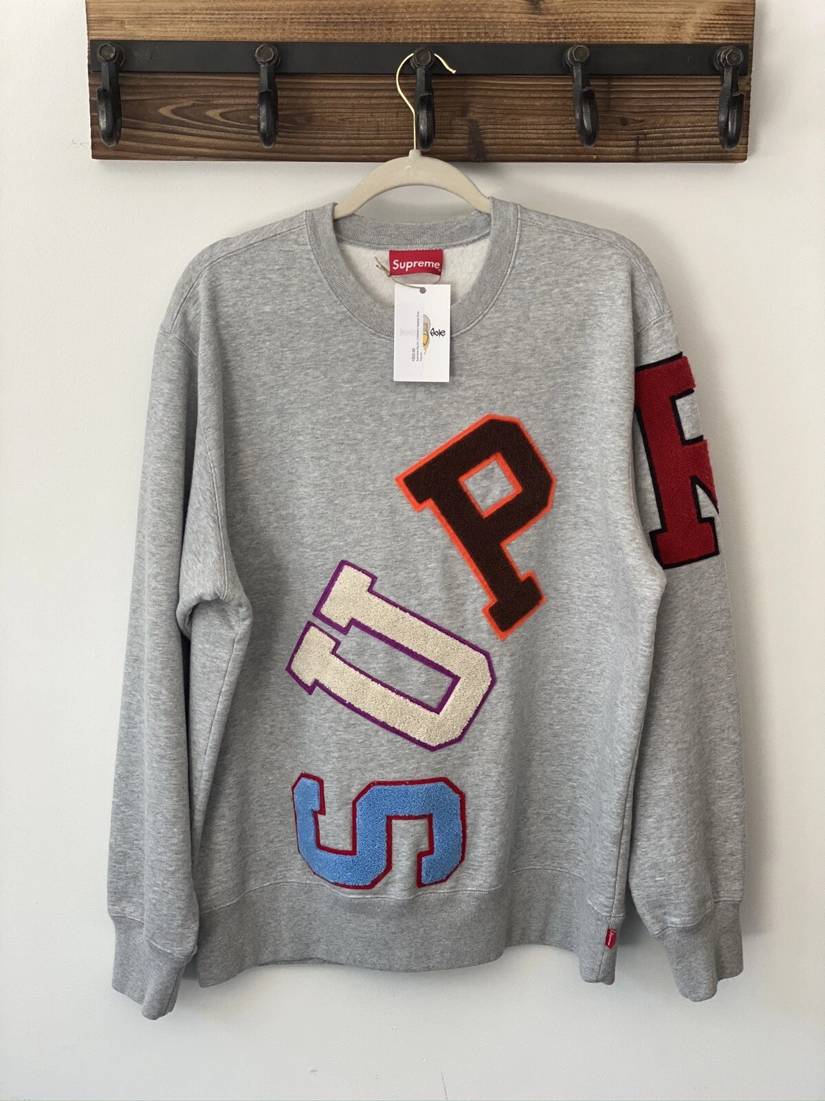 Supreme Big Arc Crewneck Heather Grey Size Large Gray   New Release