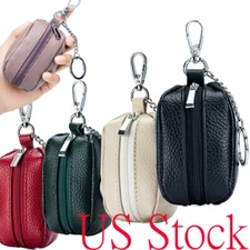 Genuine Leather Key Case Holder for Women Men Key Fob Holder Bag