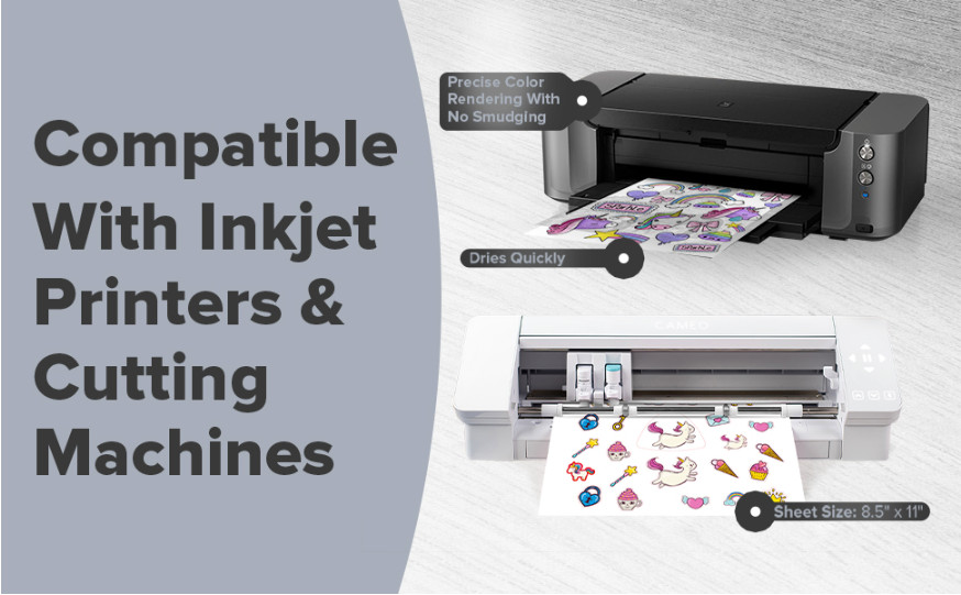 Glossy Printable Vinyl Sticker Paper for Inkjet Printer  200 Sheets 8.5"x11"