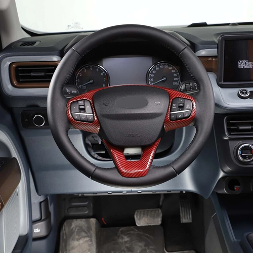 Cubierta moldura volante fibra carbono rojo para Ford Maverick 2022-2025 - Imagen 2 de 10