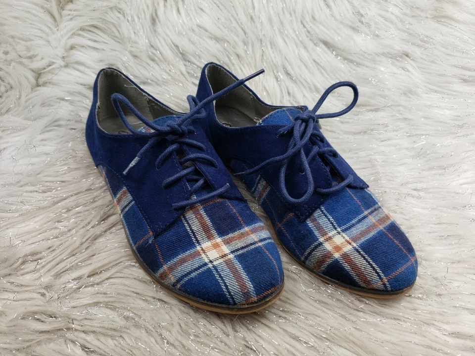 Zapatos informales QUPID azul a cuadros talla US 6,5 EUR 37,5 Foto 2 de 4