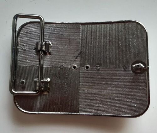 Vintage 1970s-80s Imitation Stone Belt Buckle Silvertone Coral Color & Chrome - Picture 2 of 2
