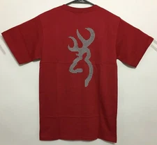 Browning Buckmark T-Shirt Houndstooth Logo Pattern Design Tee Color Crimson