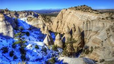 Landscape snow rock formation new mexico cliff nature Custom Gaming Mat Desk