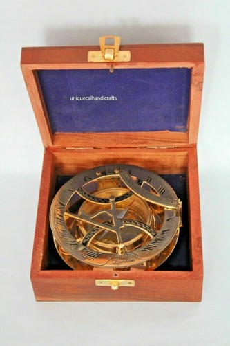 Nautical brass sundial compass 5 inch approx Lots of 10 pcs with wooden box - 第 8/10 張圖片