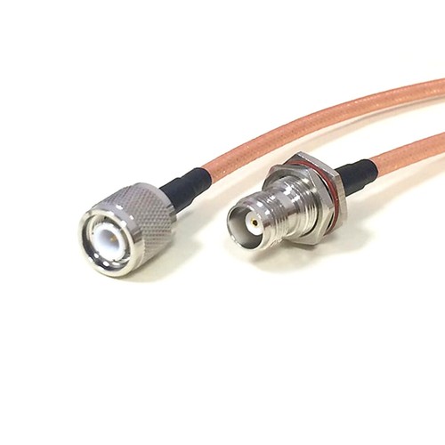 WIFI antenna cable TNC male to female bulkhead nut pigtail RG142 50cm low loss - Picture 2 of 3