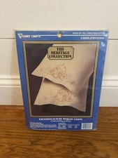 Vogart Crafts 2 Pillowcases Candlewicking Kit Butterflies Embroidery 8707A New