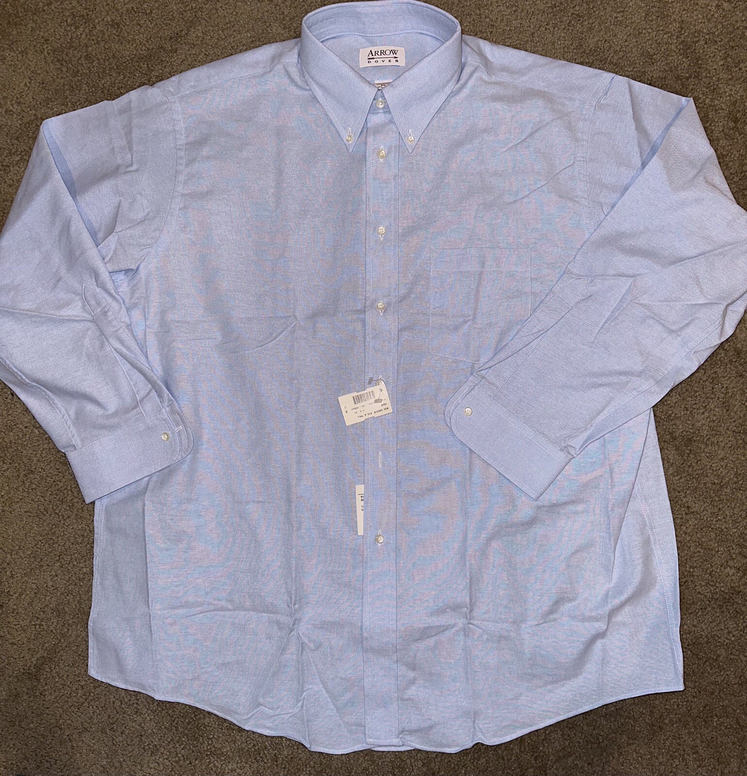 Mens 16 37” Sleeve Button Down Collar Arrow Dover Solid Blue Dress