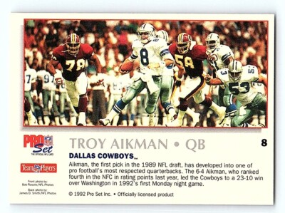 1992 Pro Set Power Troy Aikman Dallas Cowboys #8 | eBay