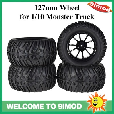 4Stücke 127mm 10 Kontur Offroad-Felgen und Reifen für 1/10 Monster Truck RC Auto