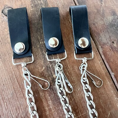 Leather chain hook metal belt Handmade Draping Chain Halter Ring Belt Black Leather U.S.A.  main image 4