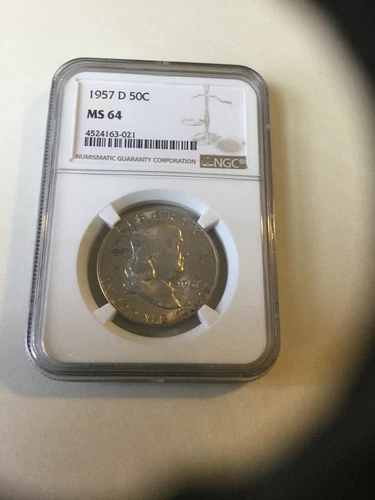 1957-D FRANKLIN HALF DOLLAR - NGC GRADED MS 64