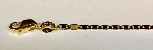 14k Solid Yellow Gold Mariner Link Pendant Chain Necklace 1.7 mm 18" 2 grams - Picture 8 of 13