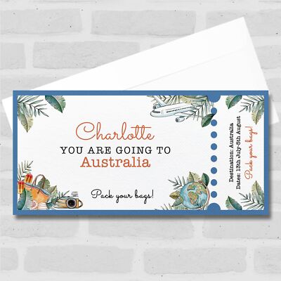 Reisetasche Palmblätter You're Going To personalisiert Überraschung Ticket Geschenk Gutschein