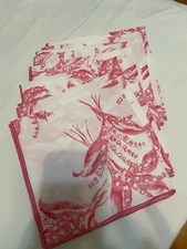 D Porthault 7 Square Dinner Napkins 17”x17” Cotton Percale New