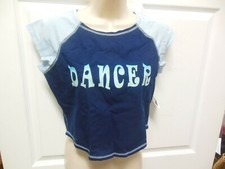 Dancer top raglan sleeve Navy Ladies Sizes Curly lettering cotton spandex