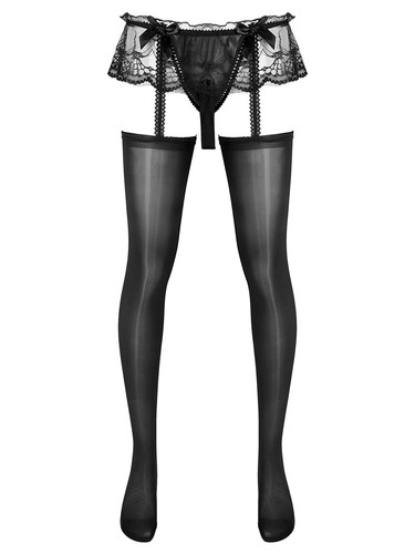 Collant homme résille transparent sans entrejambe sissy lingerie bas collants sous vêtement - Photo 40 sur 132