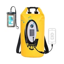 Qoolife Dry Bag Waterproof with Solar Light - 20L Roll Top Dry Sack Keeps Gea...