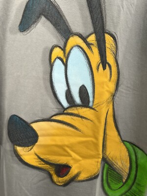 Disney Big Face Pluto T-shirt Double Sided Size XL  