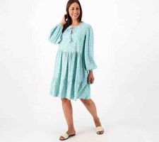 Destination 365 Printed V-Neck Tiered Dress-Marine Blue-XS-NEW-A607279