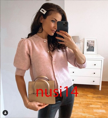 ZARA NEU DAMEN CARDIGAN JACKE MIT PERLENKNÖPFEN ROSA S-XL 3859/001 - Bild 1 von 3