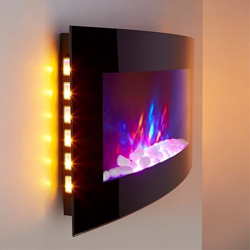 2022 TRUFLAME 7 COLORES LED NEGRO VIDRIO ARQUEADO PARED ELÉCTRICA MONTADA CHIMENEA - Imagen 8 de 12