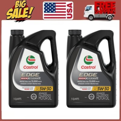 (2 pack) Castrol EDGE High Mileage Advanced Synthetic Motor Oil 5W-30, 5 Quarts