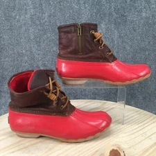 Sperry Boots Womens 8 Top Sider Saltwater Duck Rain Boot STS90994 Red Brown