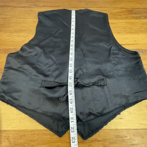 Katch Me Mens Large Suede Vest Button Front Woven Leather Strips Black Gray - Picture 9 of 9