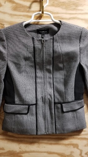 Talbots Gray Women's Casual Workwear blazer Size 2 Zip Front Long Sleeves - Picture 3 of 10