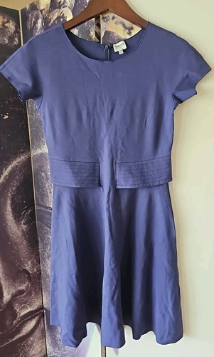 ARMANI COLLEZIONI Women's Purple Short Sleeve Skater Dress Size 6 TP01 - 第 3/9 張圖片