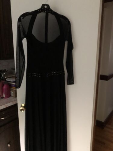 Tadashi Kleid Medium schwarz mit transparenten Ärmeln & Strasssteinen. Gefüttert - Bild 3 von 3