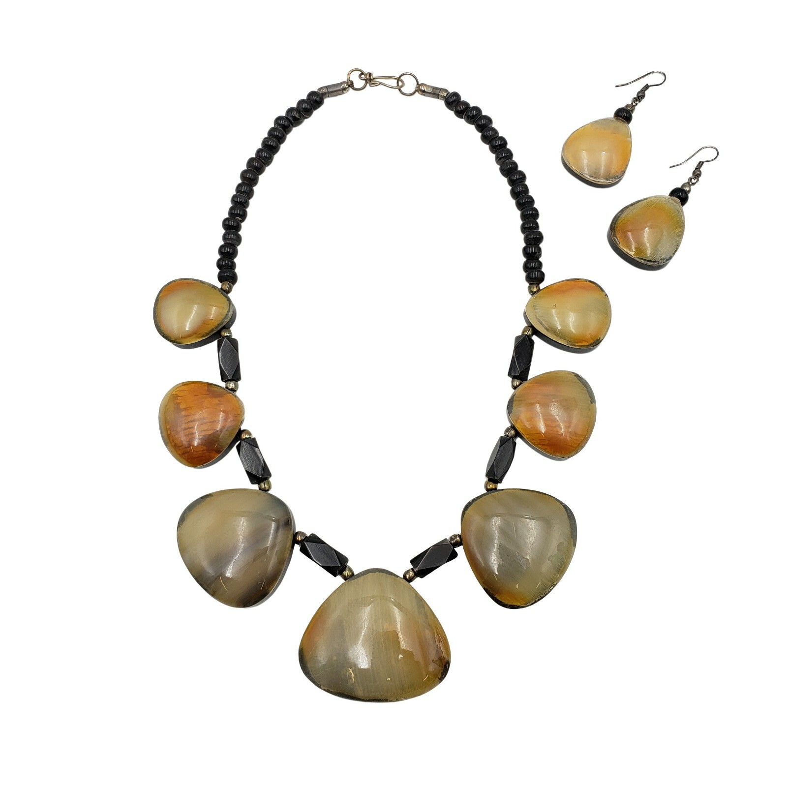 Fashion Buffalo Horn Pendant Necklace Bone Spacer Beads Ethnic Jewelry Earring