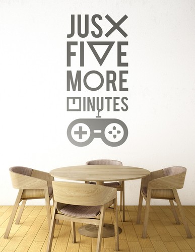 Just Five More Minutes Gamers Quote Wall Sticker Man Cave Room Home Art Vinyl L - Picture 147 of 161