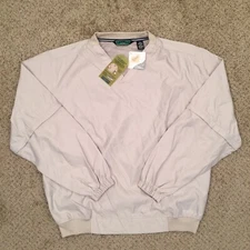 Devon & Jones Jacket Mens Large Beige Convertible Pullover Windbreaker New