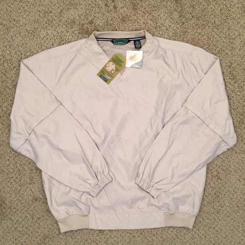 Devon & Jones Jacket Mens Large Beige Convertible Pullover Windbreaker New - product listing photo