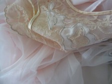 VTG 1960s MOVIE STAR SHEER CHIFFON NYLON BABYDOLL NIGHT GOWN 36 PINK LACE