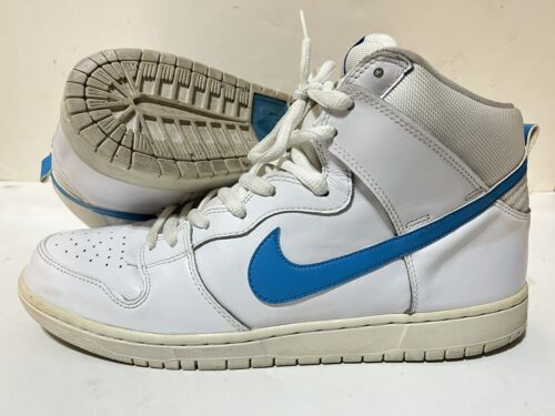 NIKE SB Dunk HIGH PRO White Blue Skateboarding Shoes 2016 881758-141 Mens Sz 13 - Picture 2 of 10