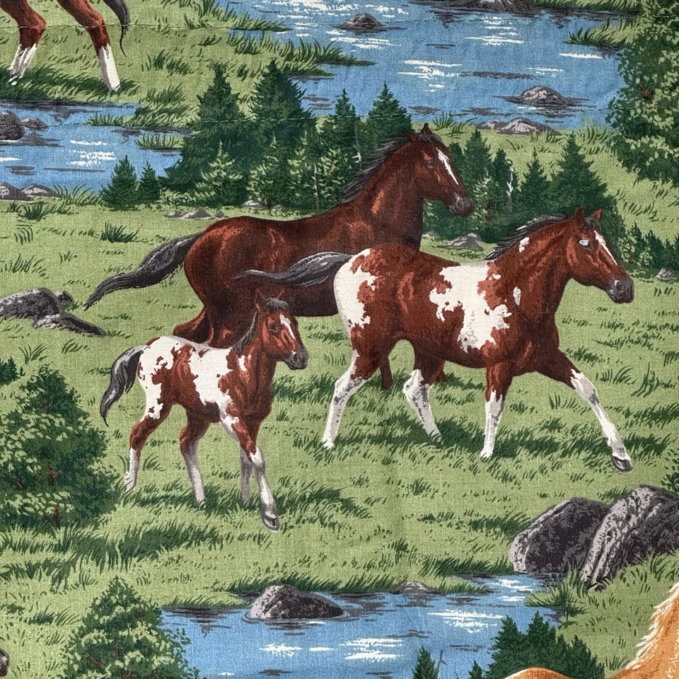 Juego de 2 paneles de cortina con estampado de caballos 60x84 hechos a mano tela de algodón Cranston Foto 2 de 4