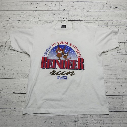 Bally, Vintage Bally's US Swim Fitness Reindeer Run Shirt Mens XL Made USA Christmas