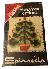 Spinnerin Christmas Critters Tree 9545 Latch Hook Rug Kit Vintage New