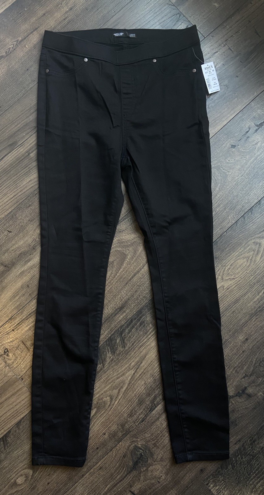 NWT SIMPLY VERA VERA WANG Legging Womens Med 8-10 Black Pants Shaping Mid Rise
