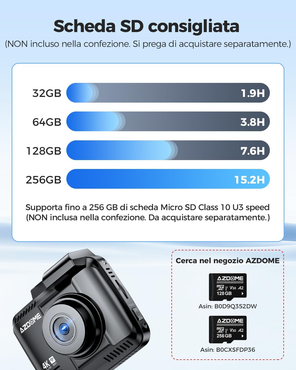 AZDOME - Telecamera per Auto 4K GPS WIFI Dash Cam Auto con Super Visione Notturna - Miniatura 16